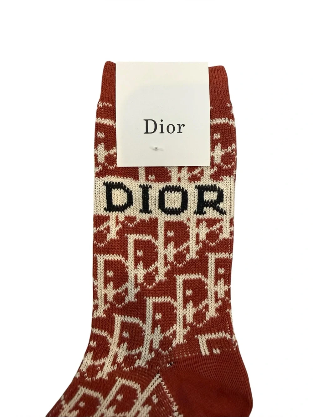 2 Pair Dior Outlet Knit Socks - Green/Cream and Rust/Cream